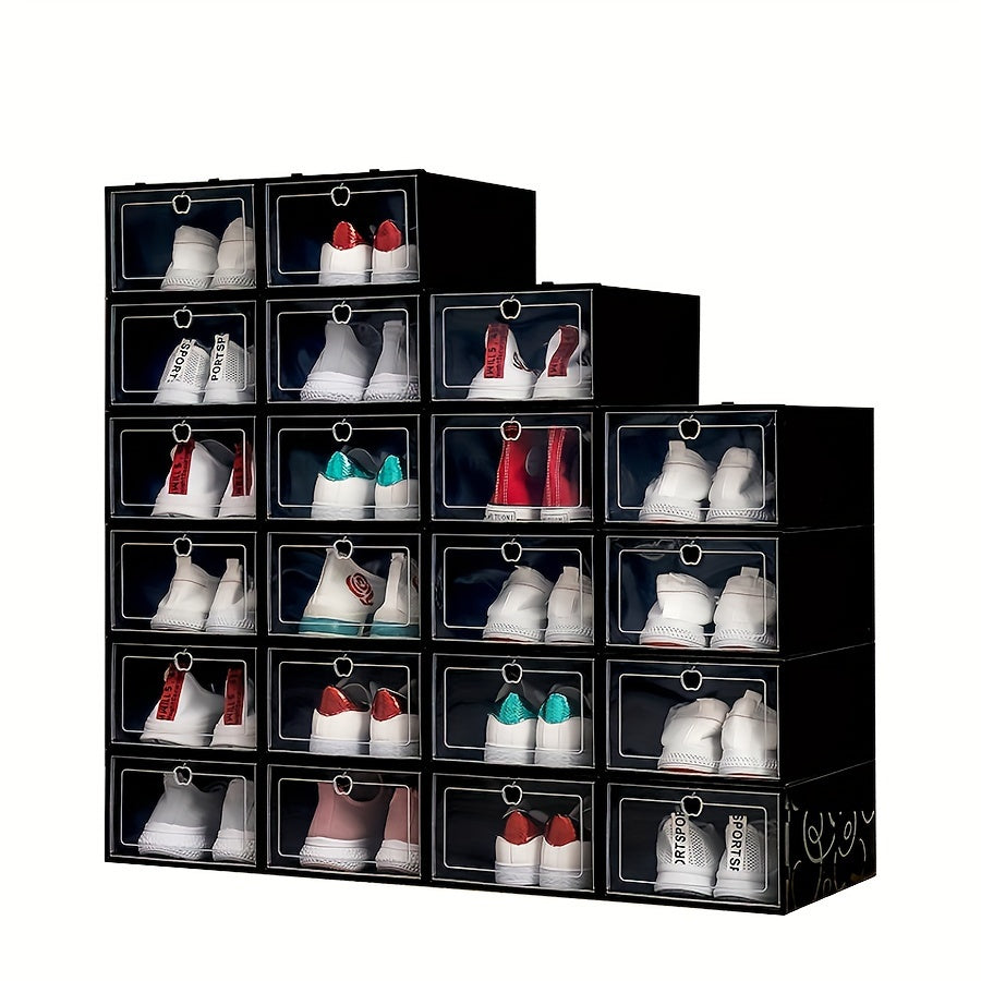 12 Pack Clear Plastic Shoe Storage Bins for Sneakers and Shoes Dustproof Moistureproof Space-Saving Organizer