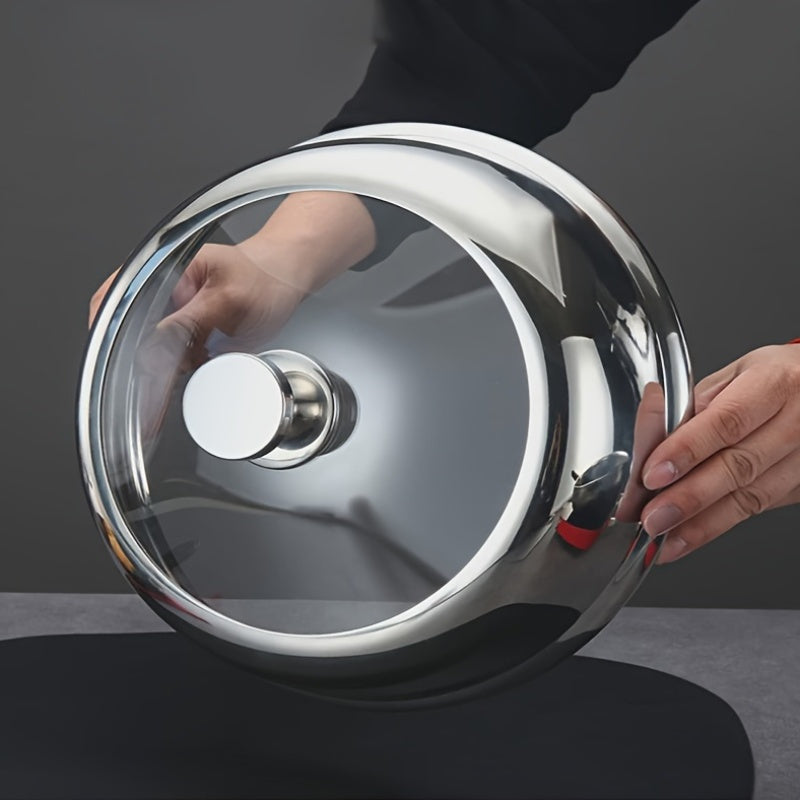 Stainless Steel Frying Pan and Steamer Lid with Glass Cover for Kitchen