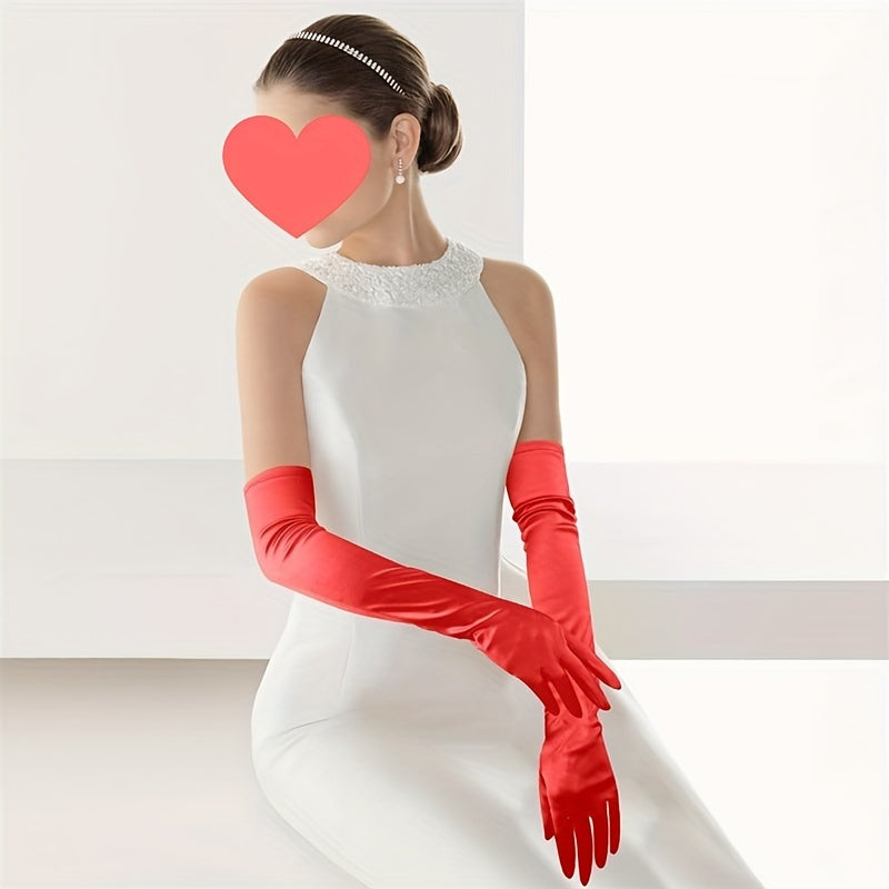 Set of 4 Satin Gloves for Women Wedding Party Costume Accessories