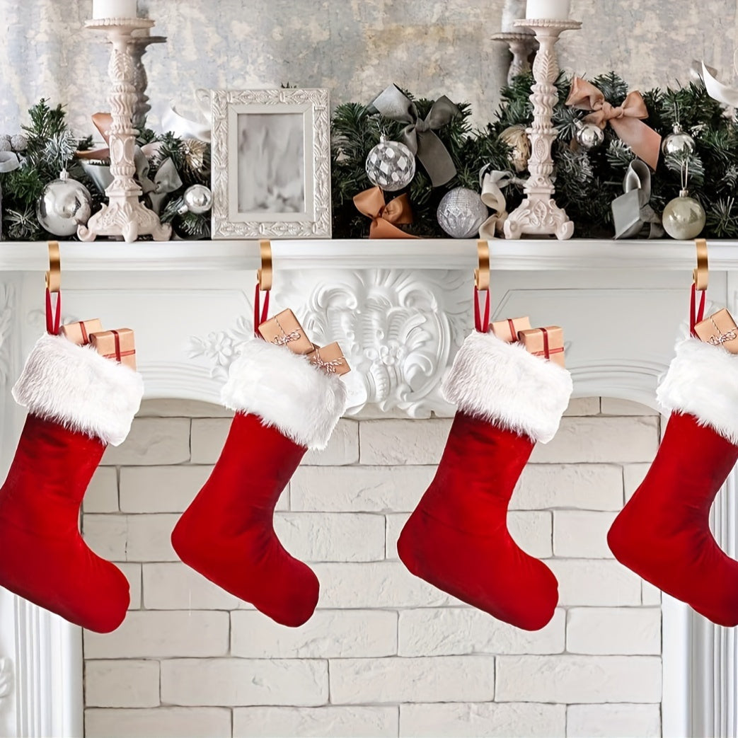Set of 8 Adjustable Metal Stocking Holders Non-Slip Christmas Sock Hangers