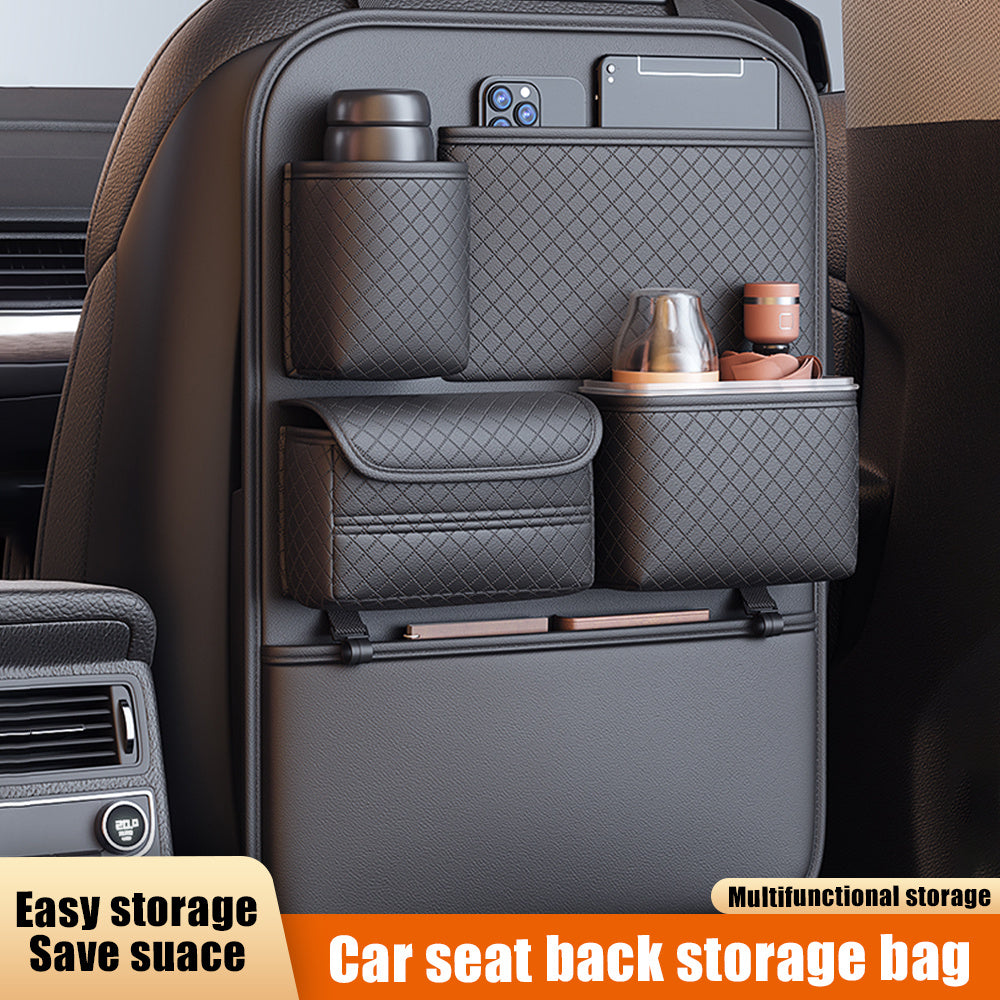 Multi-Functional Faux Leather Car Seat Organizer Hanging Storage Bag Large Capacity