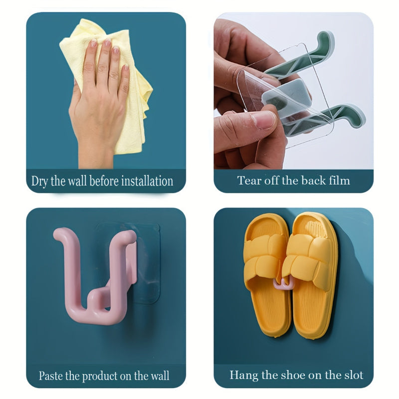 Wall-Mounted Slipper Holder Bathroom Plastic Space-Saving Shelf