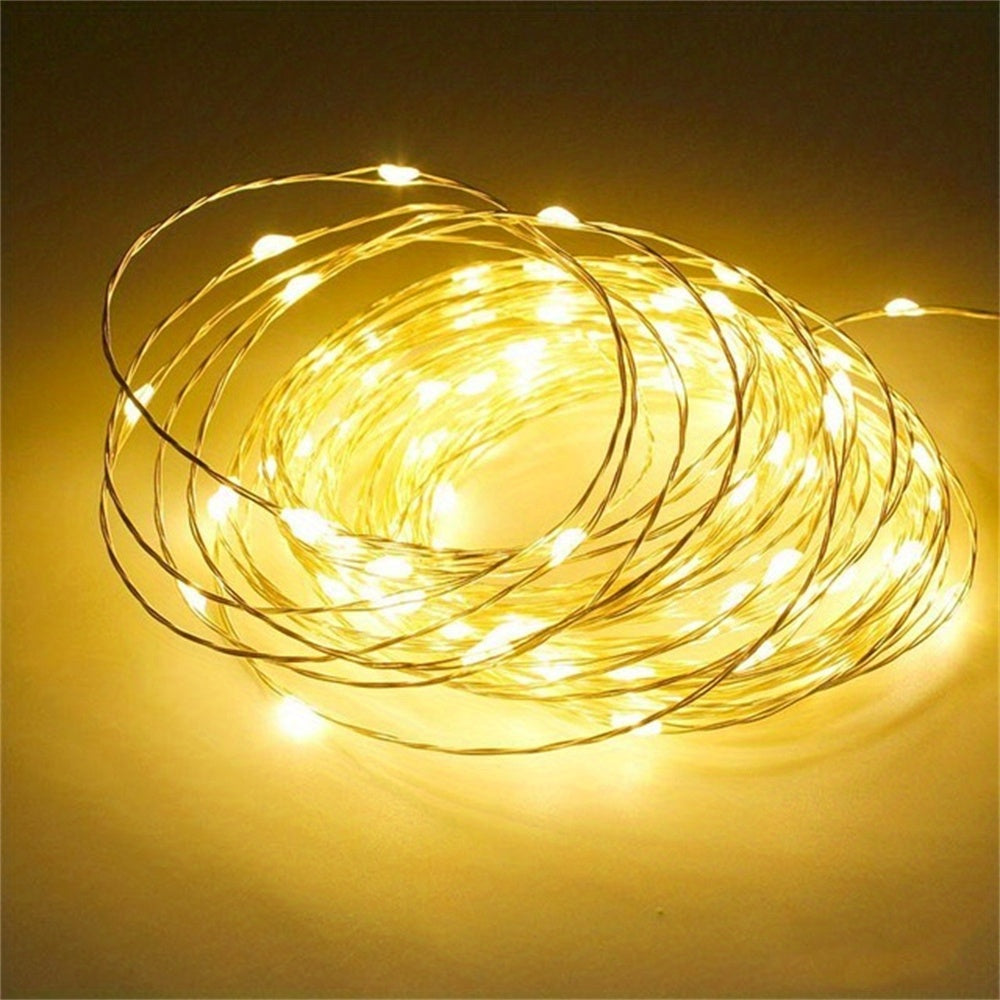 Luces de hadas con batería 20/50/100 LEDs Blanco cálido Cable de cobre Parpadeante para decoración del hogar
