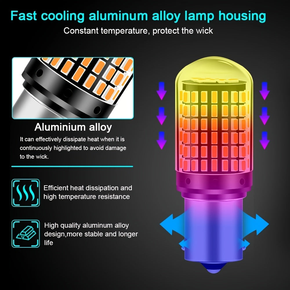 2 Pack LED 1156 1157 P21W Car Brake Reverse Tail Signal Lights White Red Yellow