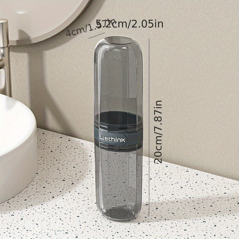 Portable Travel Mouthwash Cup and Toothbrush Case Transparent Wash Set