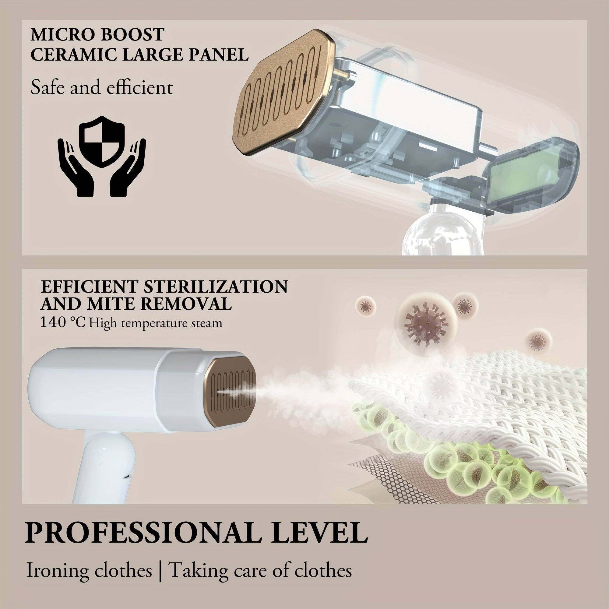 Portativ qo‘l bilan ishlatiladigan bug‘li temir 1800W, buklanuvchi, 330ml suv tanki, Yevropa rozetkasi