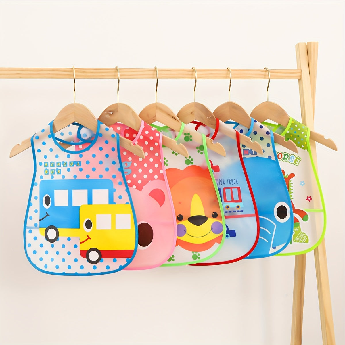 Kids Waterproof Feeding Bib Sleeveless Soft Polyester with Magic Tape Closure