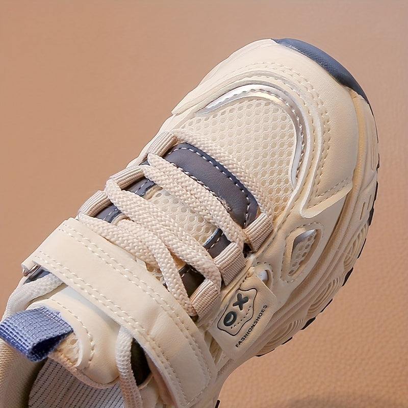 Kids' Mesh Sneakers with Strap Closure for Boys and Girls, Low Top, Rubber Sole