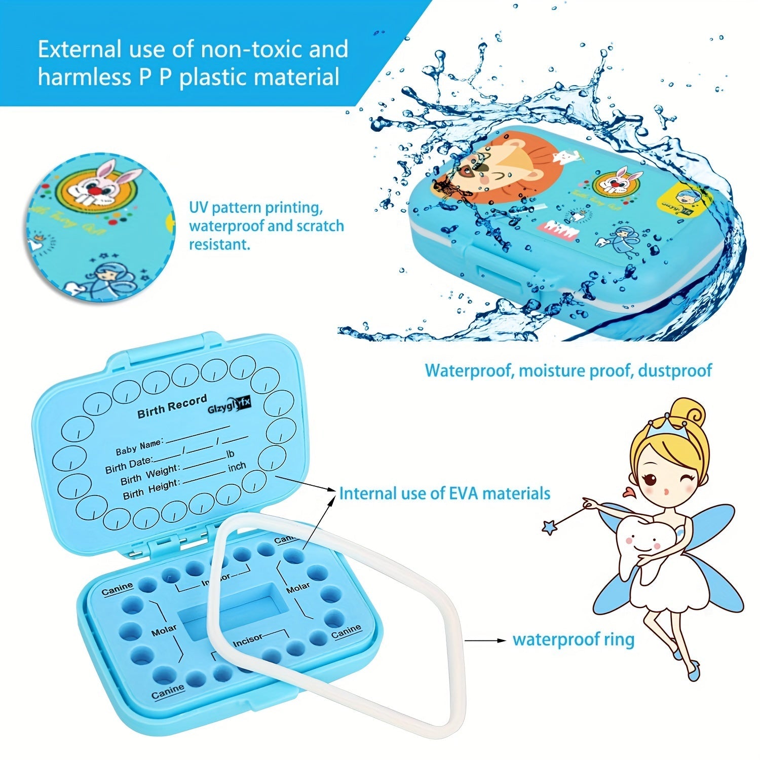 Baby Teeth Keepsake Box for Kids Tooth Storage Container Tooth Fairy Gift