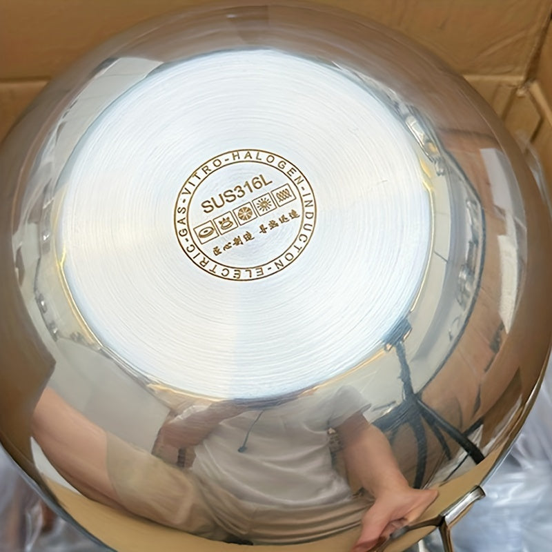 Stainless Steel Wok for Stir-Frying and Cooking Eggs, Durable Kitchen Essential