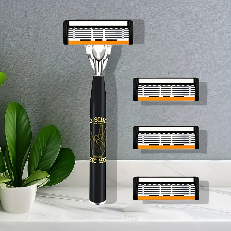 Men's Stainless Steel Safety Razor Set with Sharp Blades for Close Shave
