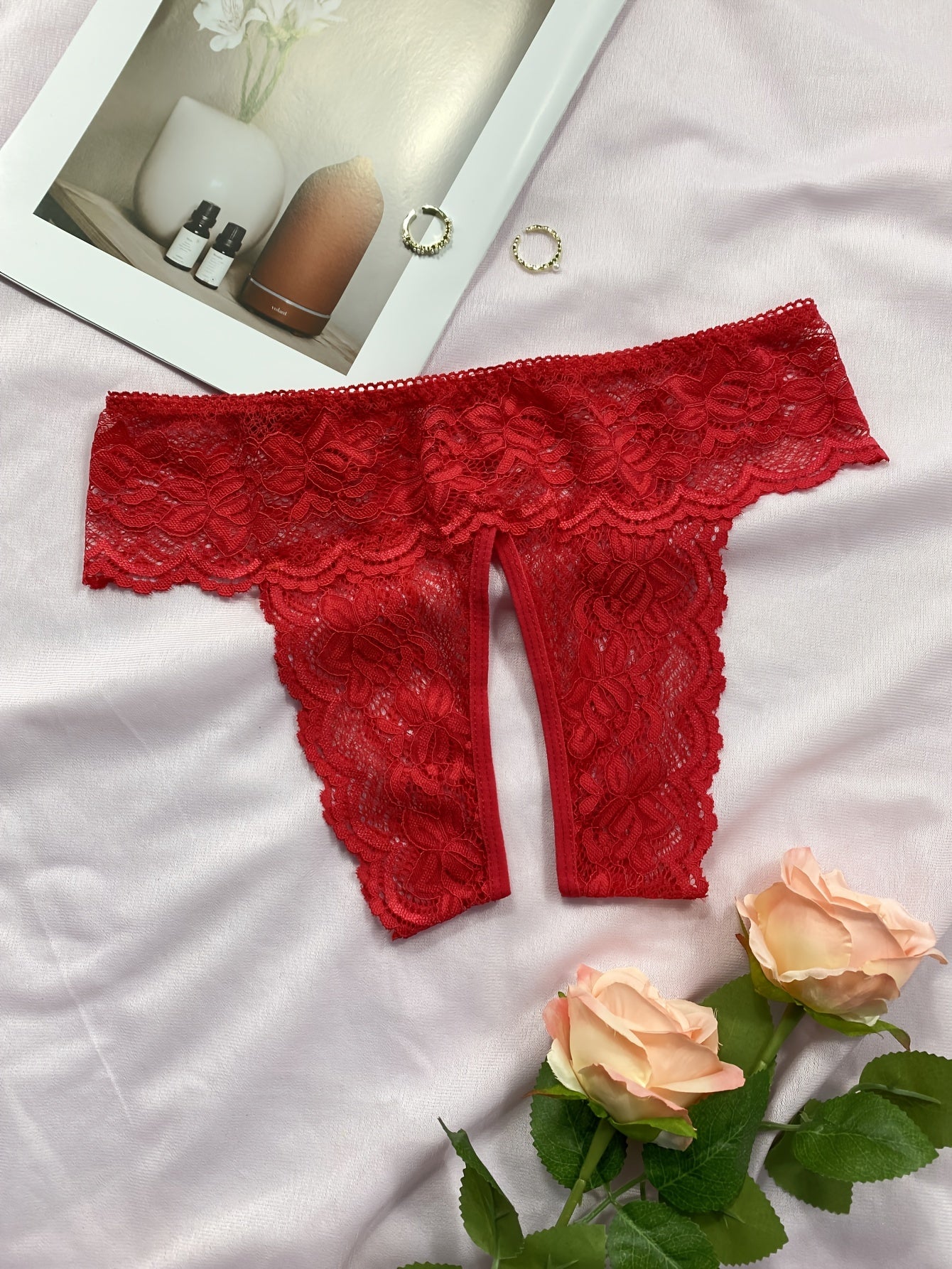 Women's Lace Thongs Open Crotch Panties Sexy Lingerie