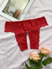 Women's Lace Thongs Open Crotch Panties Sexy Lingerie