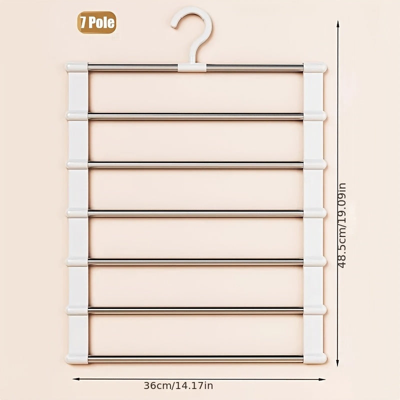 Perchero plegable de acero inoxidable para pantalones con 7 capas