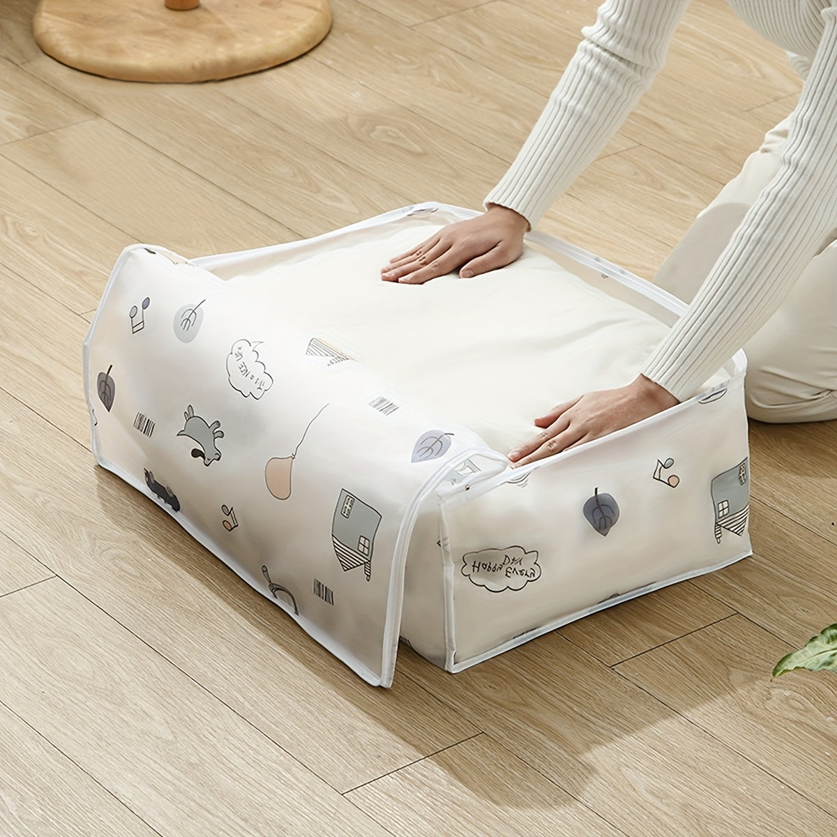 Underbed Storage Bag Polyester Moisture-Proof Clothing Organizer for Adults Single Pack