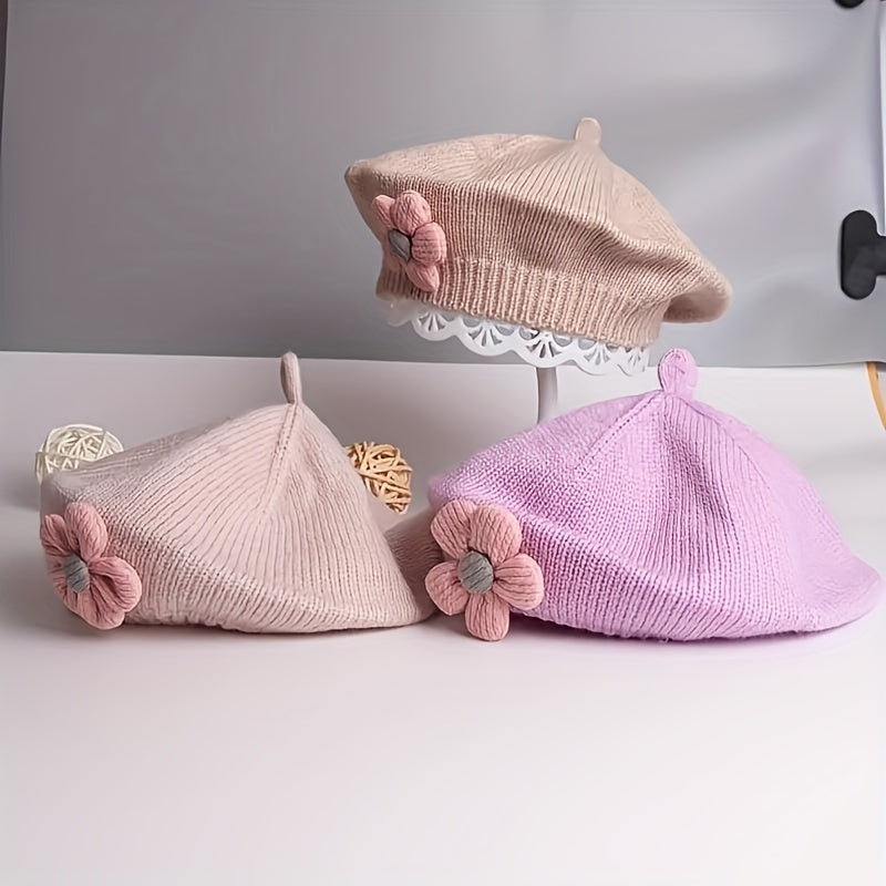 Gorro de beré infantil para bebé niña de algodón con estampado floral, de temporada, elástico y lavable