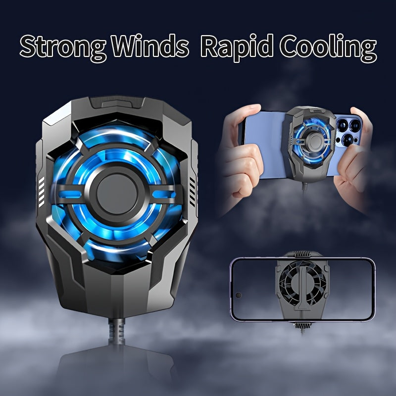 USB Powered Gaming Cell Phone Cooling Fan with Silent Operation and Blue LED Lights