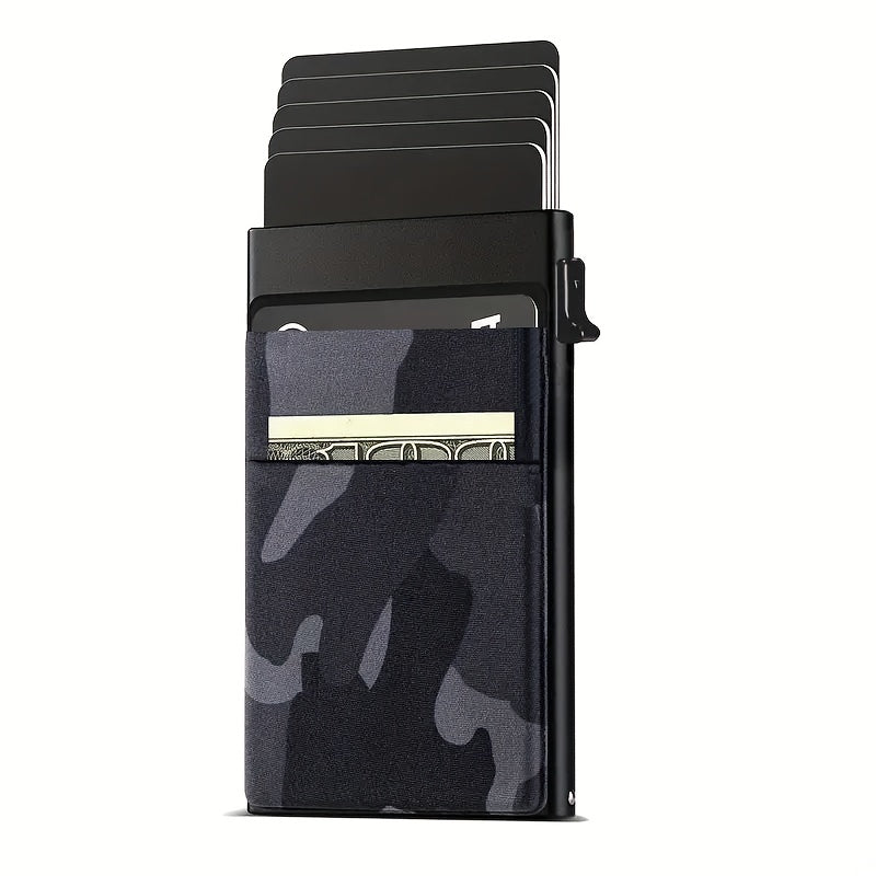 Porta tarjetas de crédito y billetera de aluminio con bloqueo RFID para hombres