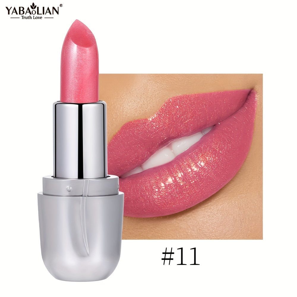 Mujer Barra de Labios Metálica de Larga Duración a Prueba de Agua con Efecto Perlado Naranja Rosa