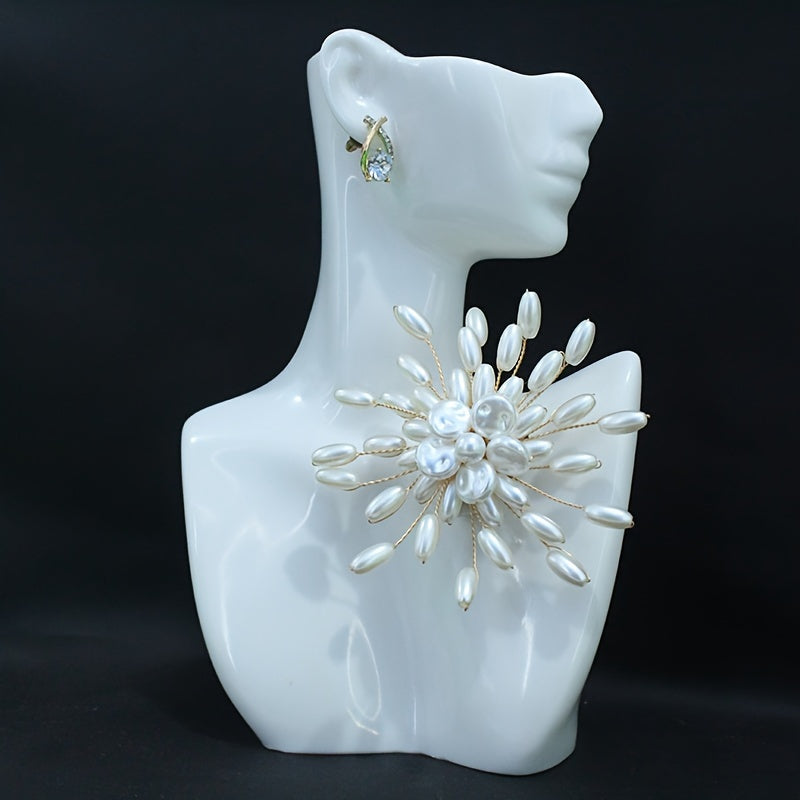 Handcrafted Brooch Circular Imitation Pearl Jewelry for Dresses and Sweaters