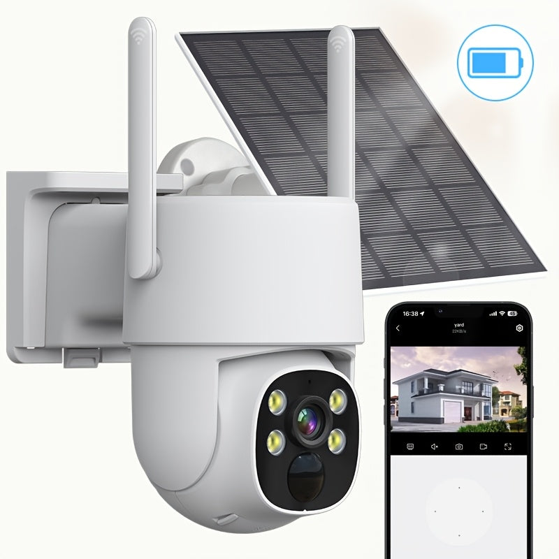 4MP Solar Wireless Outdoor Security Camera with Night Vision Two-Way Audio Motion Detection
