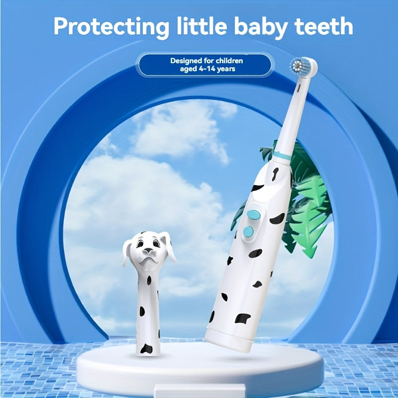 Children's Electric Toothbrush with Spotted Dog Dust Cover for Kids Age 3+