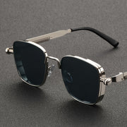 Unisex Outdoor Sports Glasses Square Steampunk Silver and Gold Frame