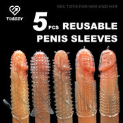 Men Qayta ishlatiladigan shaffof penis qopqog'i to'plami stimulyatsiya va kuchaytirish uchun