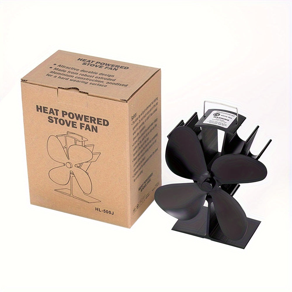 Silent 4-Blade Heat Powered Stove Fan for Wood and Fireplace Heating