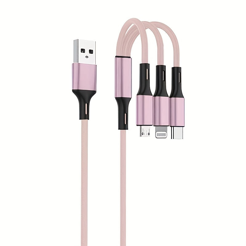 3-in-1 Naylon bilan to‘qilgan zaryadlash kabeli USB dan Lightning Type-C Micro USB gacha 149cm