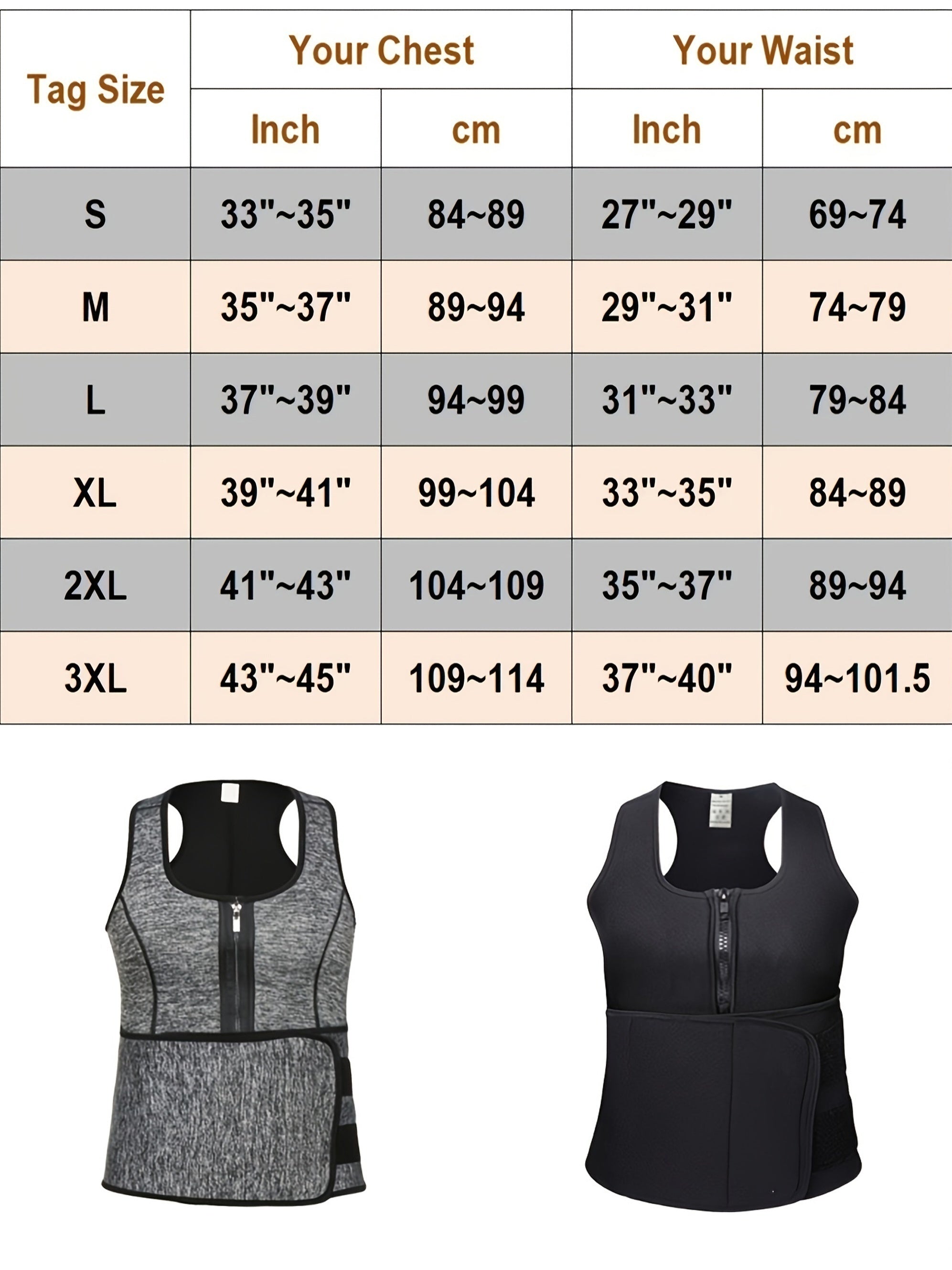 Men's Polyester Compression Tank Top with Zipper and Waist Trainer