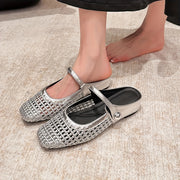 Женские туфли-лодочки на плоской подошве с квадратным носком и дышащим верхом из PU