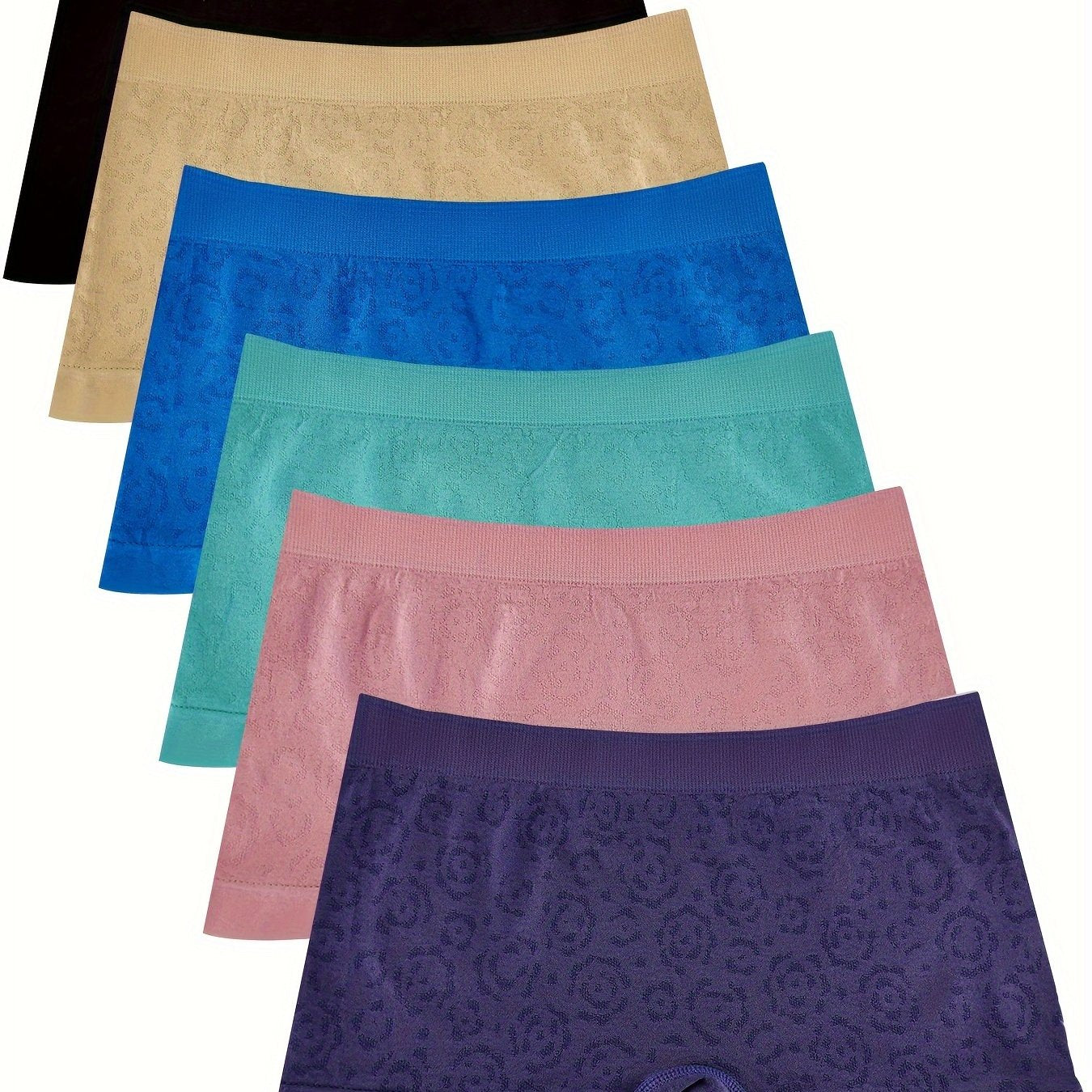 Women's Seamless Low Waist Boyshorts Nylon Stretch Medium Support Pack of 6