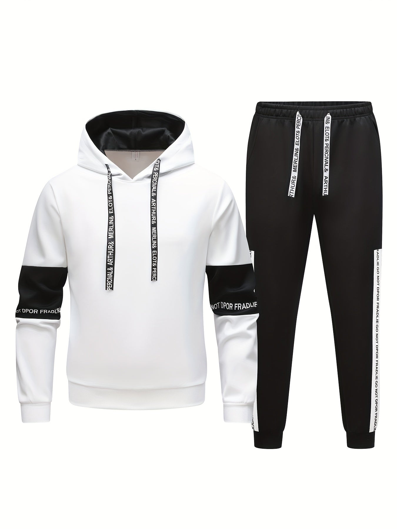 Men's Patchwork Hooded Sweatsuit Polyester Spandex Knit Spring Fall Athletic Set