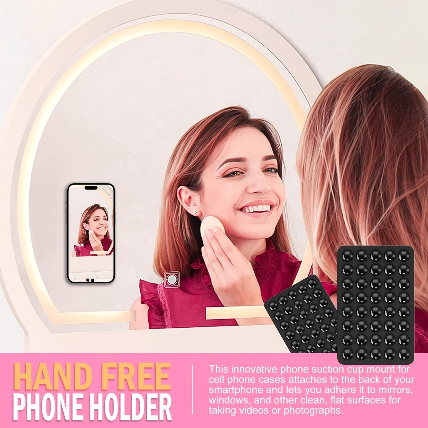 Double-Sided Silicone Suction Cup Phone Holder for iPhone Android Adjustable Angle Compact Design