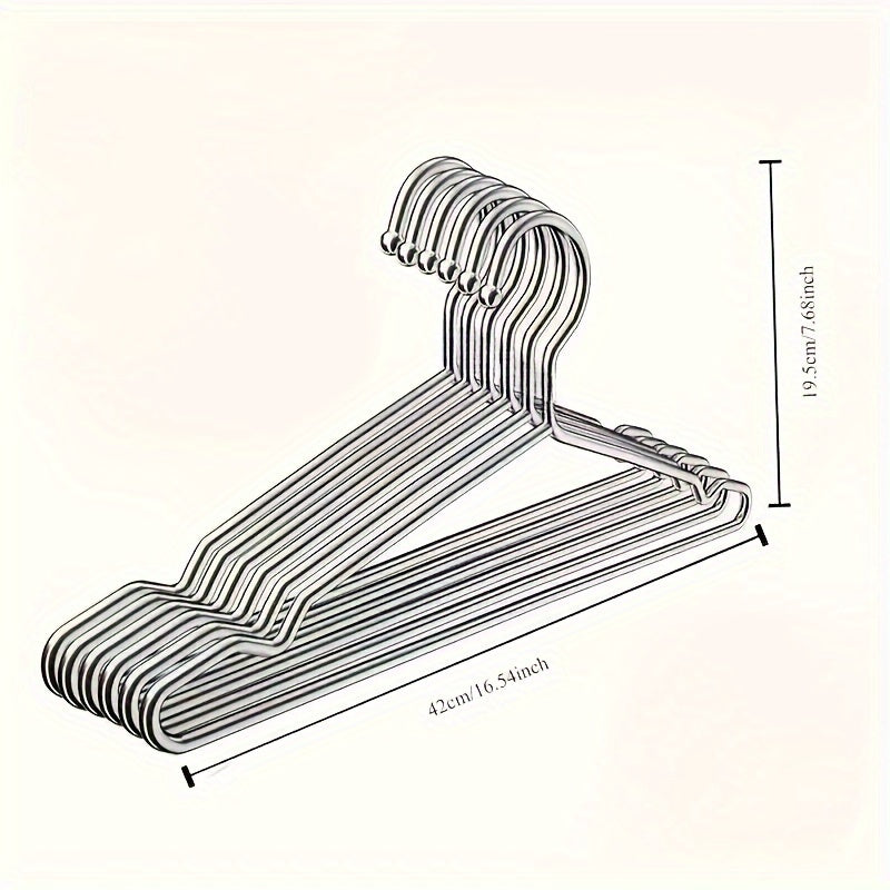 Perchas antideslizantes de acero inoxidable, pack de 10 con muescas para los hombros para ropa