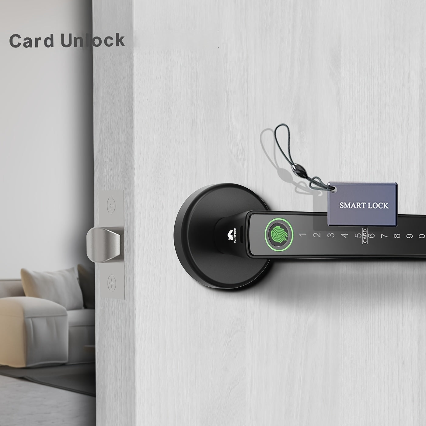 Smart Aluminum Alloy Wireless Door Lock with Fingerprint Passcode Card and App Compatibility