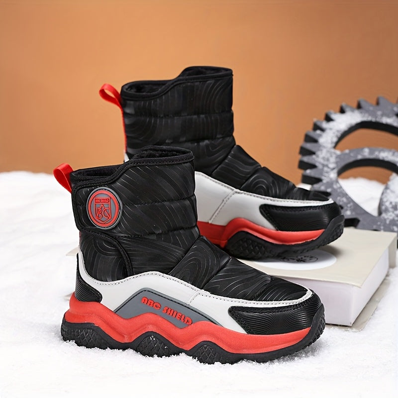Kids Snow Boots Winter High-Top Non-Slip Fleece Lining Casual Shoes for Boys and Girls
