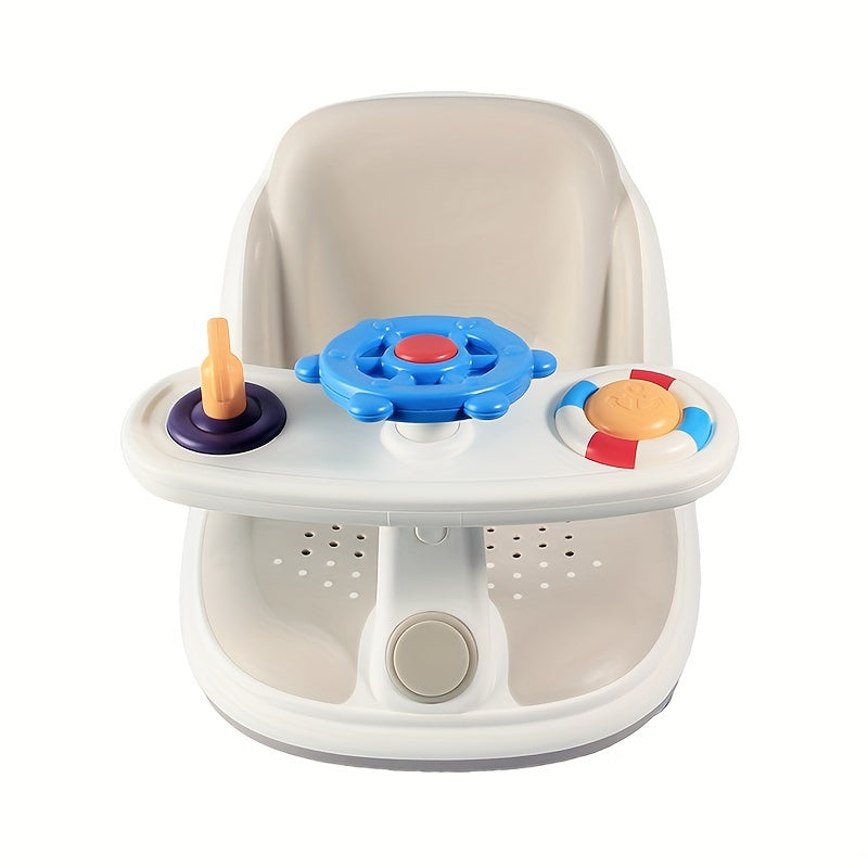 Yoshlar uchun kulrang hammom o'rindig'i, 3 ta qiziqarli o'yinchoq bilan - sirpanmaydigan, xavfsiz va o'yin vaqti uchun qulay