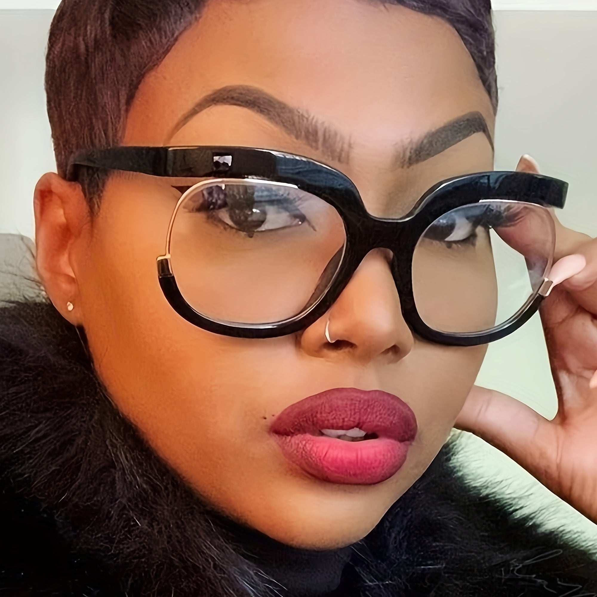 Unisex Clear Lens Glasses Large Owl Frame Leopard Print Fashion Computer Spectacles