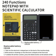 12-Digit LCD Scientific Calculator Foldable Design Stylus Battery-Powered for Students Teachers Engineers