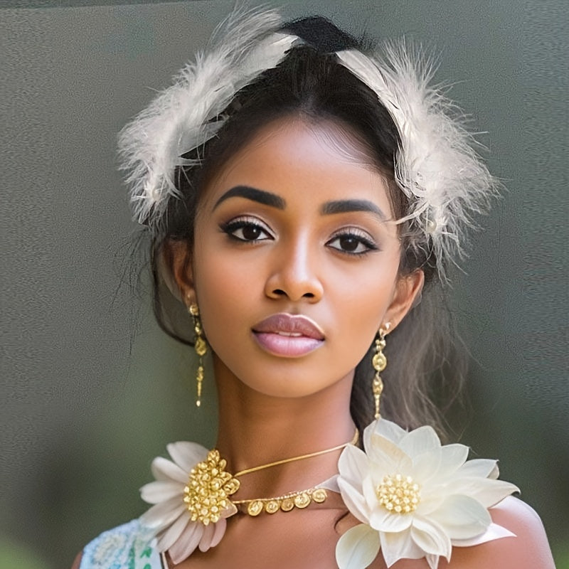 Oq Qush Qoqi Soch Qoplamalari 2 dona, kelinlik va to'y uchun ayollar uchun barrettlar