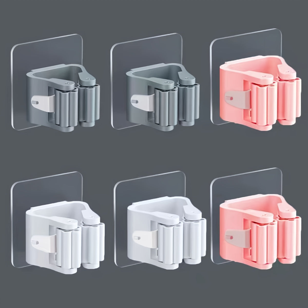 Estante de almacenamiento de pared de 4 piezas para mop, cepillo, escoba, ropa y utensilios de cocina