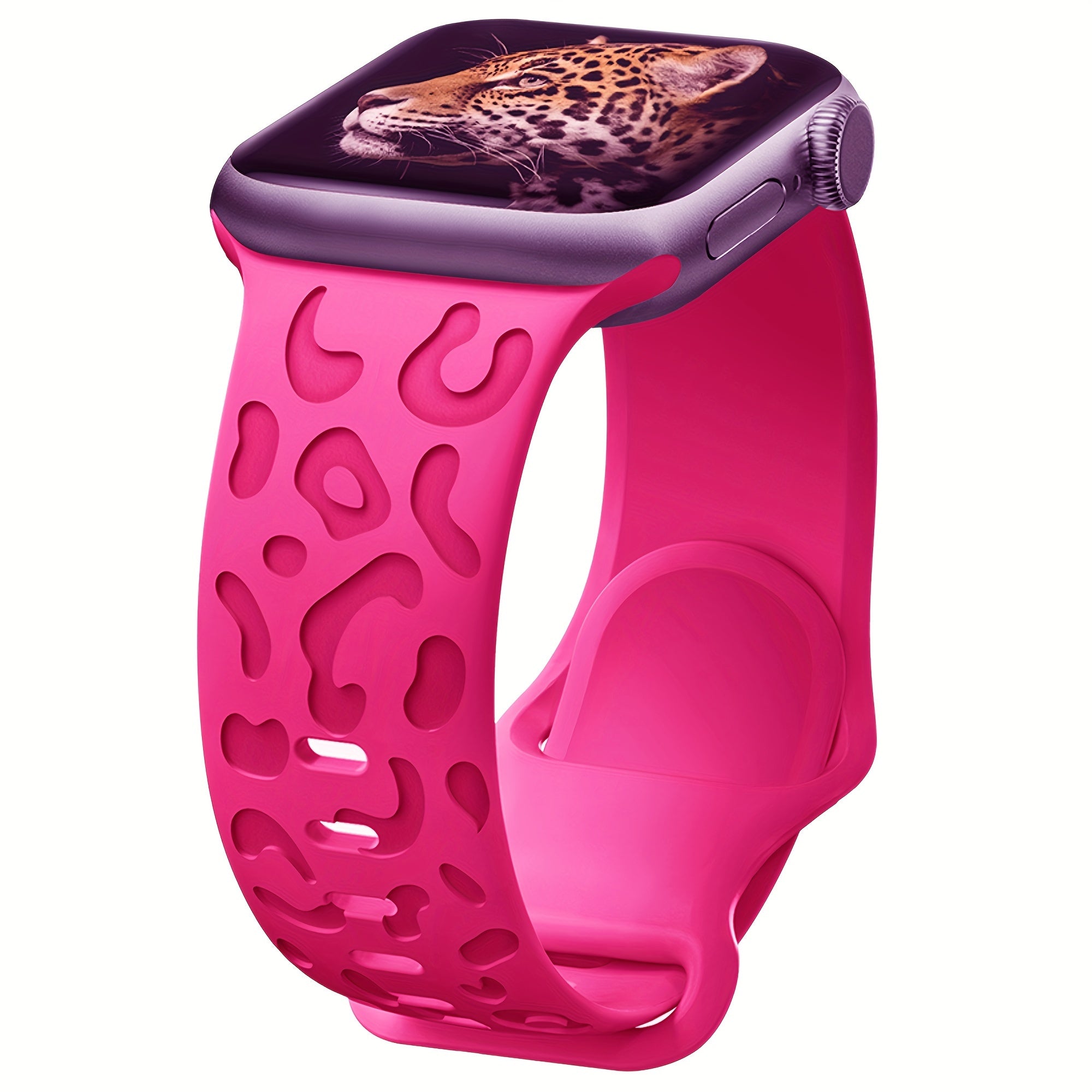 Waterproof Silicone Watch Band for IWatch Series 8 7 6 5 4 3 2 SE Leopard Engraved