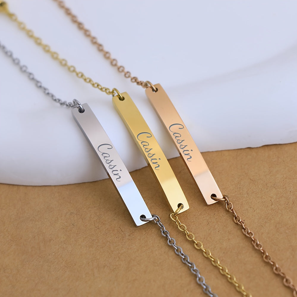 Кастомизированное ожерелье с именем: персональная гравировка на прочной нержавеющей стали, идеально подходит в качестве подарка на День матери или для подружки невесты.