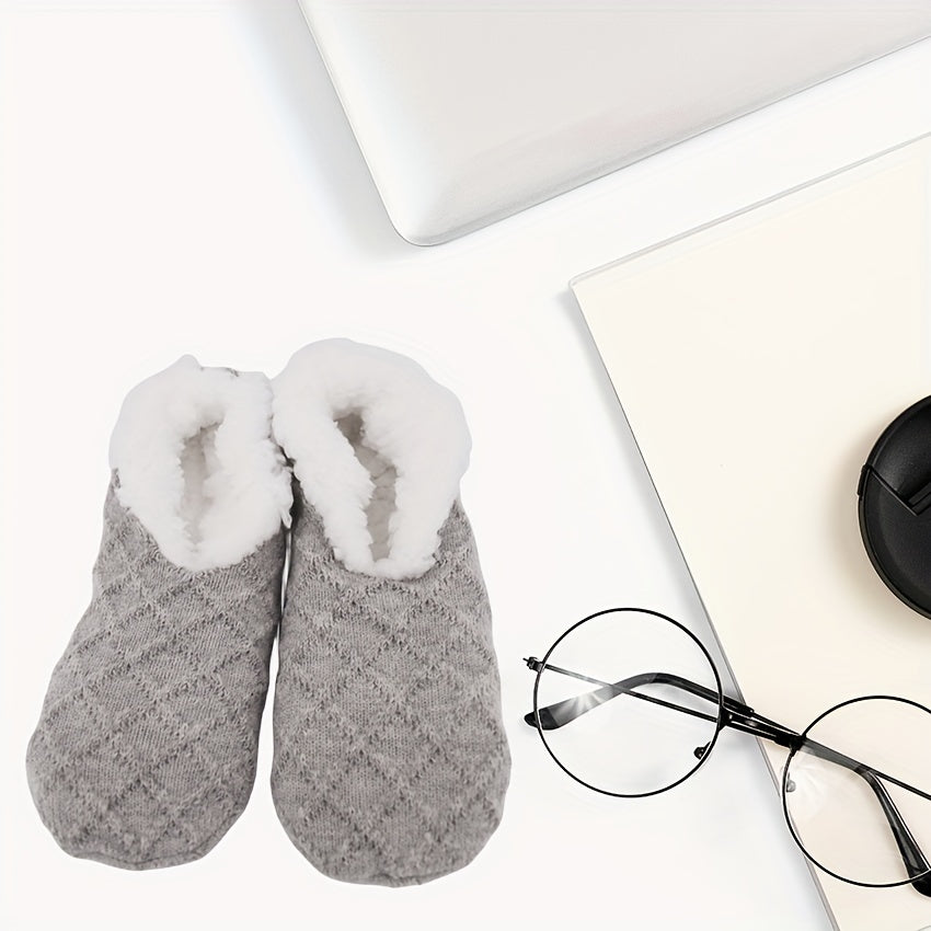 Women's Non-Slip Coral Fleece Floor Socks Plush Knitted Warm Fuzzy Socks for Women