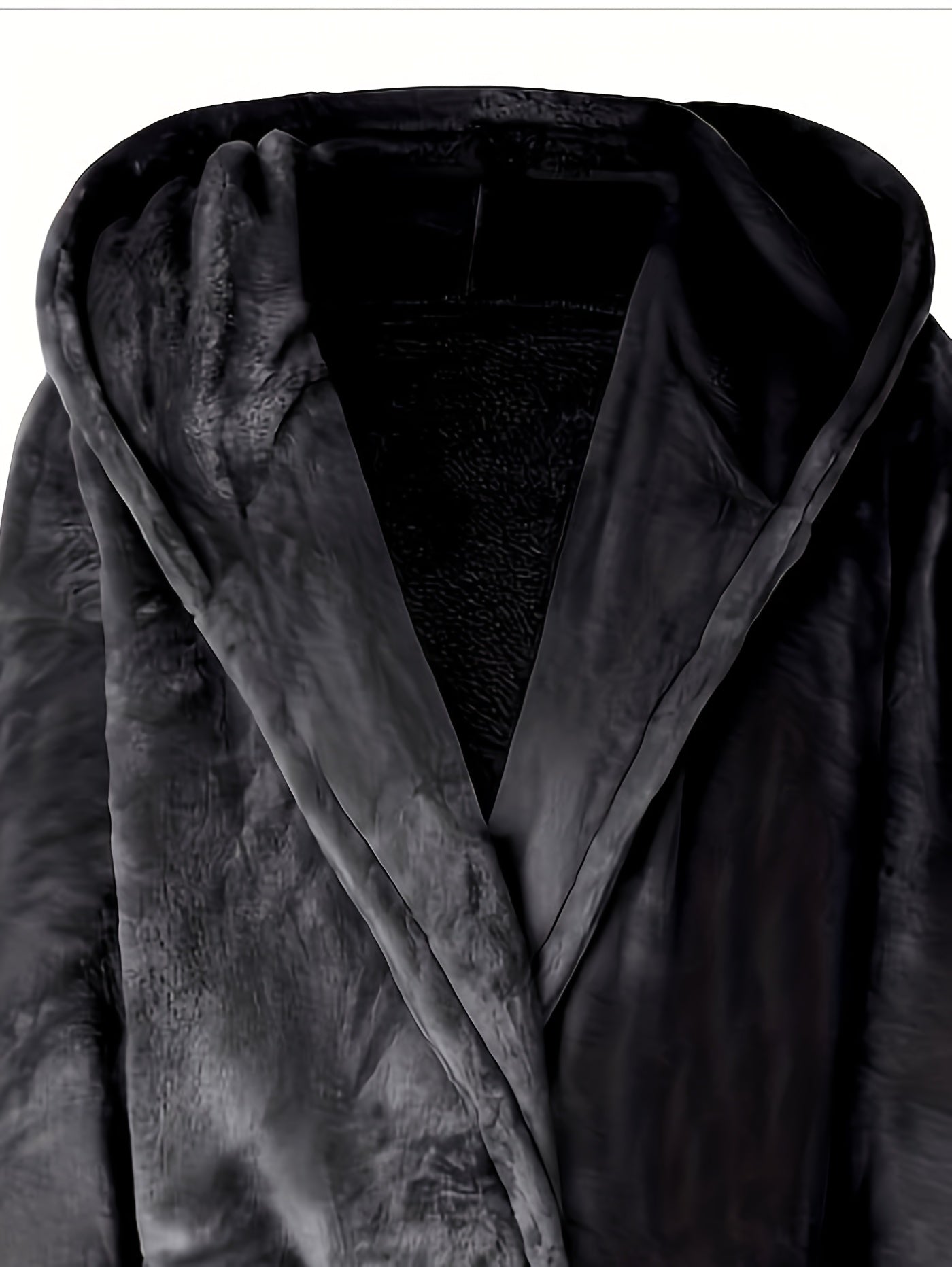 1 dona erkaklar uchun tasodifiy uzun yengli kapyushonli robe, cho'ziluvchan, cho'ziluvchan va barcha mavsumlar uchun mos bo'lgan oddiy rangli polyester to'qima bilan tayyorlangan, cho'ntaklari bilan.