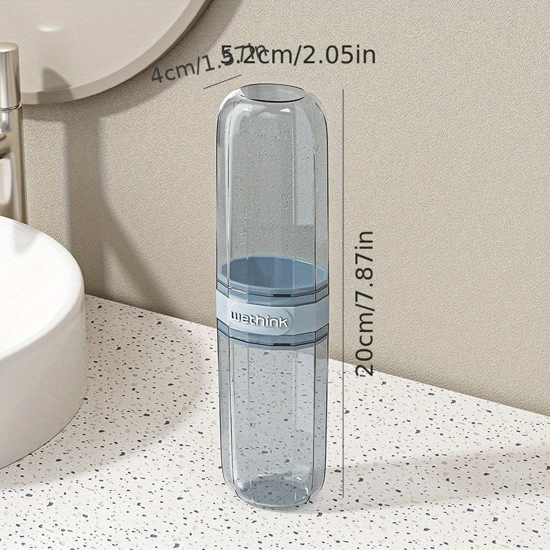 Portable Travel Mouthwash Cup and Toothbrush Case Transparent Wash Set