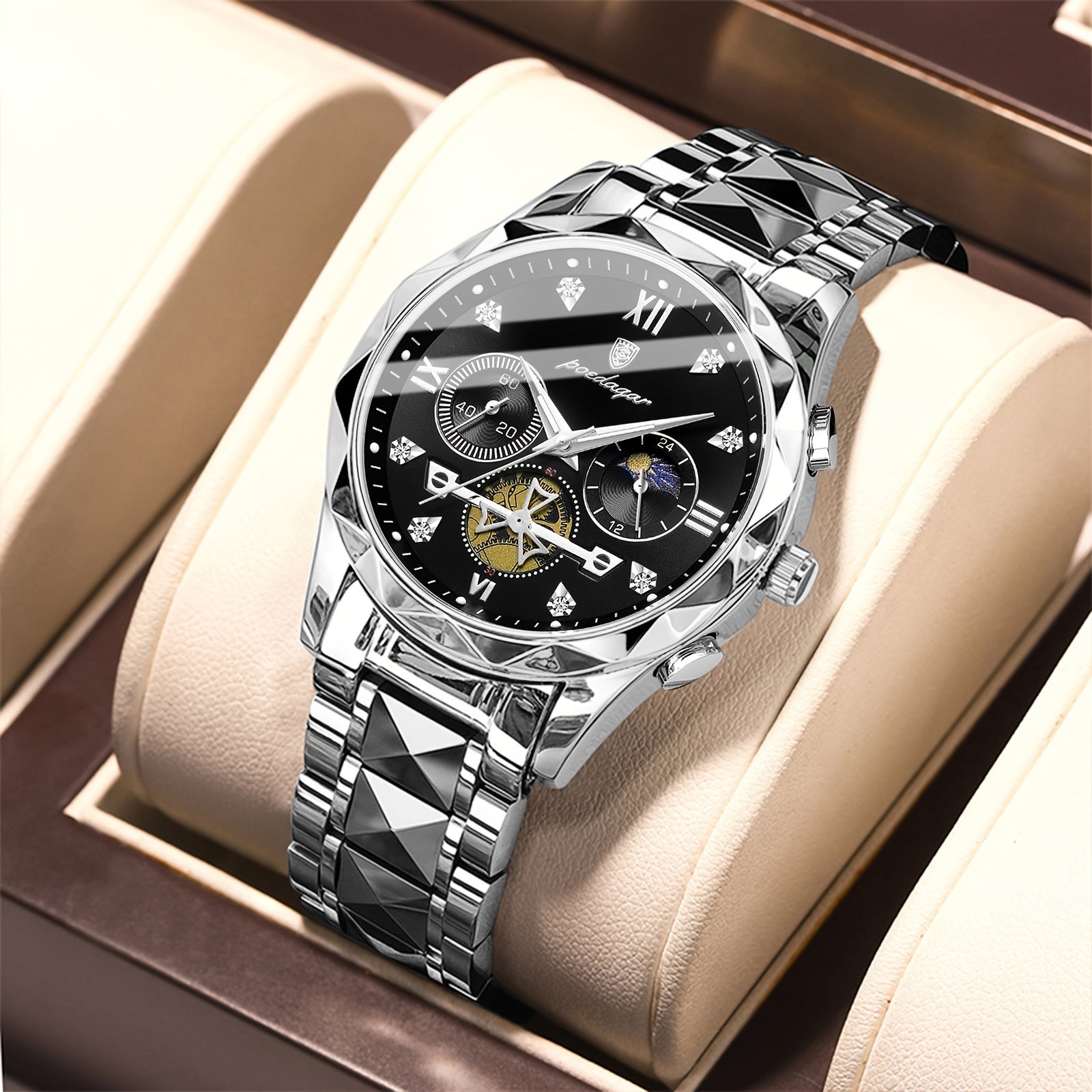 Luxury Waterproof Stainless Steel Chronograph Watch for Men and Women