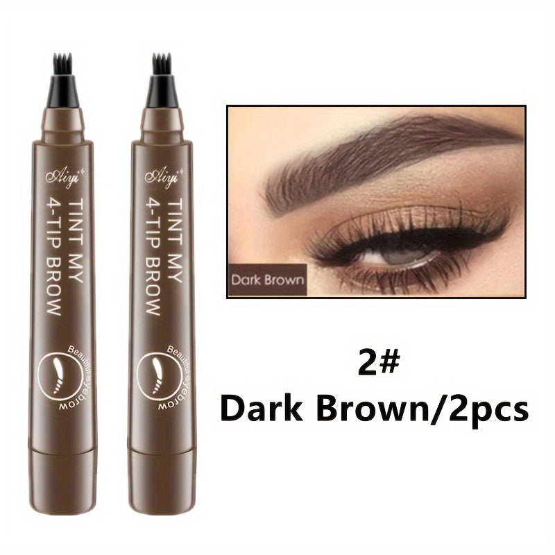 Set de lápices para cejas para mujer 2 piezas, cabeza dividida en 4, acabado mate líquido